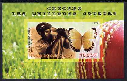 Congo 2009 Sir Donald Bradman & Butterfly imperf m/sheet unmounted mint, stamps on , stamps on  stamps on personalities, stamps on  stamps on cricket, stamps on  stamps on butterflies