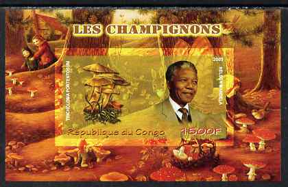 Congo 2009 Nelson Mandela & Mushrooms imperf m/sheet unmounted mint, stamps on , stamps on personalities, stamps on mandela, stamps on nobel, stamps on peace, stamps on racism, stamps on human rights, stamps on fungi