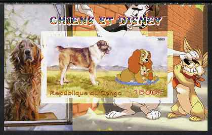 Congo 2009 Disney Dogs #1 imperf m/sheet unmounted mint, stamps on , stamps on  stamps on disney, stamps on  stamps on cartoons, stamps on  stamps on films, stamps on  stamps on cinema, stamps on  stamps on movies, stamps on  stamps on dogs