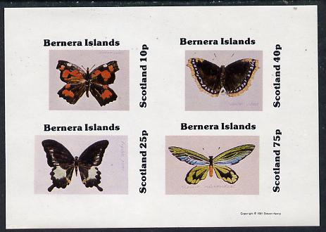 Bernera 1981 Butterflies imperf  set of 4 values (10p to 75p) unmounted mint, stamps on , stamps on  stamps on butterflies