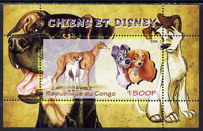 Congo 2009 Disney Dogs #3 perf m/sheet unmounted mint, stamps on disney, stamps on cartoons, stamps on films, stamps on cinema, stamps on movies, stamps on dogs