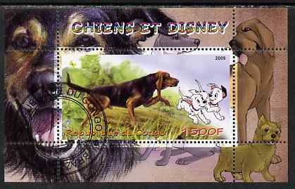 Congo 2009 Disney Dogs #6 perf m/sheet fine cto used, stamps on disney, stamps on cartoons, stamps on films, stamps on cinema, stamps on movies, stamps on dogs