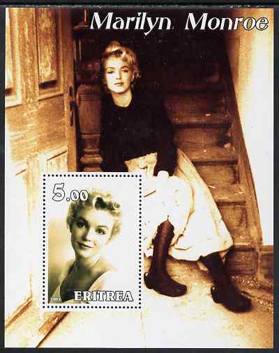 Eritrea 2002 Marilyn Monroe perf m/sheet #2 unmounted mint, stamps on personalities, stamps on marilyn monroe, stamps on films, stamps on cinema, stamps on entertainments, stamps on women