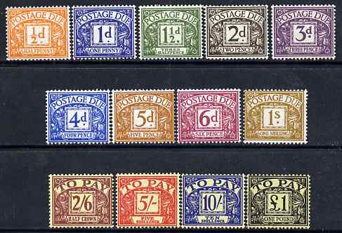 Great Britain 1959-63 Postage Due set of 13 complete 1/2d to A31 wmk St Edwards Crown mounted mint SG D56-68, stamps on , stamps on  stamps on great britain 1959-63 postage due set of 13 complete 1/2d to \a31 wmk st edwards crown mounted mint sg d56-68