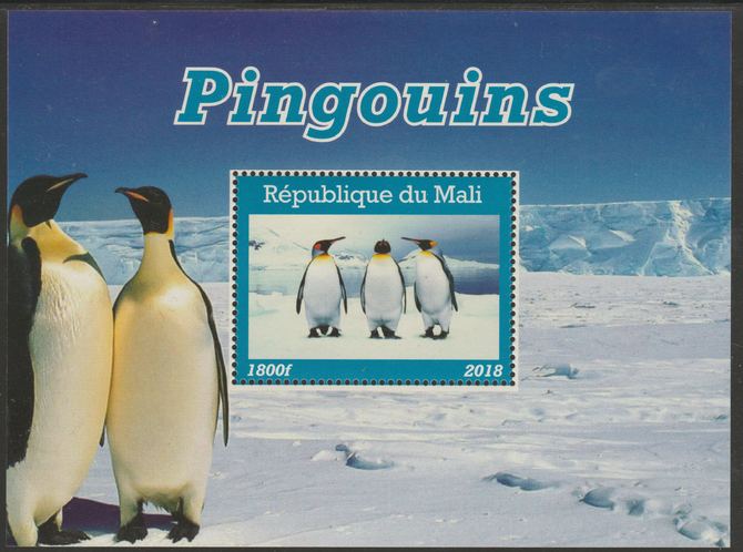 Mali 2018 Penguins perf souvenir sheet unmounted mint. Note this item is privately produced and is offered purely on its thematic appeal. , stamps on , stamps on  stamps on bubirds, stamps on  stamps on penguins, stamps on  stamps on polar