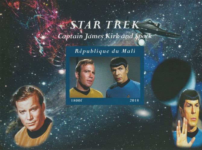 Mali 2018 Star Trek imperf souvenir sheet unmounted mint. Note this item is privately produced and is offered purely on its thematic appeal. , stamps on films, stamps on movies, stamps on cinema, stamps on sci-fi, stamps on star trek