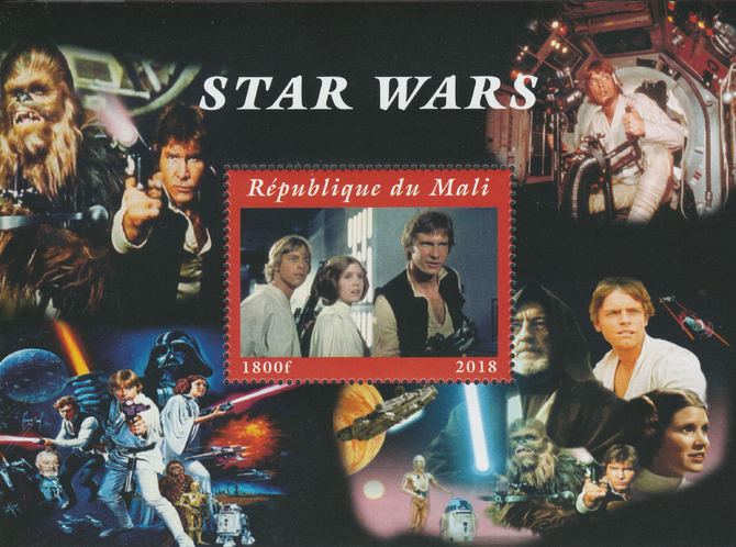 Mali 2018 Star Wars perf souvenir sheet unmounted mint. Note this item is privately produced and is offered purely on its thematic appeal. , stamps on films, stamps on movies, stamps on cinema, stamps on sci-fi, stamps on star wars