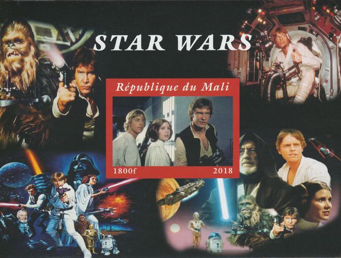 Mali 2018 Star Wars imperf souvenir sheet unmounted mint. Note this item is privately produced and is offered purely on its thematic appeal. , stamps on , stamps on  stamps on films, stamps on  stamps on movies, stamps on  stamps on cinema, stamps on  stamps on sci-fi, stamps on  stamps on star wars