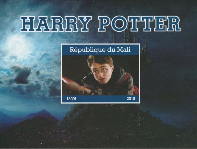 Mali 2018 Harry Potter imperf souvenir sheet unmounted mint. Note this item is privately produced and is offered purely on its thematic appeal. , stamps on , stamps on  stamps on films, stamps on  stamps on movies, stamps on  stamps on cinema, stamps on  stamps on sci-fi, stamps on  stamps on harry potter