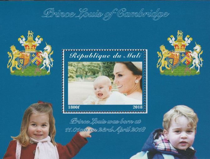 Mali 2018 Royal Birth - Prince Louis perf souvenir sheet unmounted mint. Note this item is privately produced and is offered purely on its thematic appeal. , stamps on , stamps on  stamps on royalty, stamps on  stamps on louis