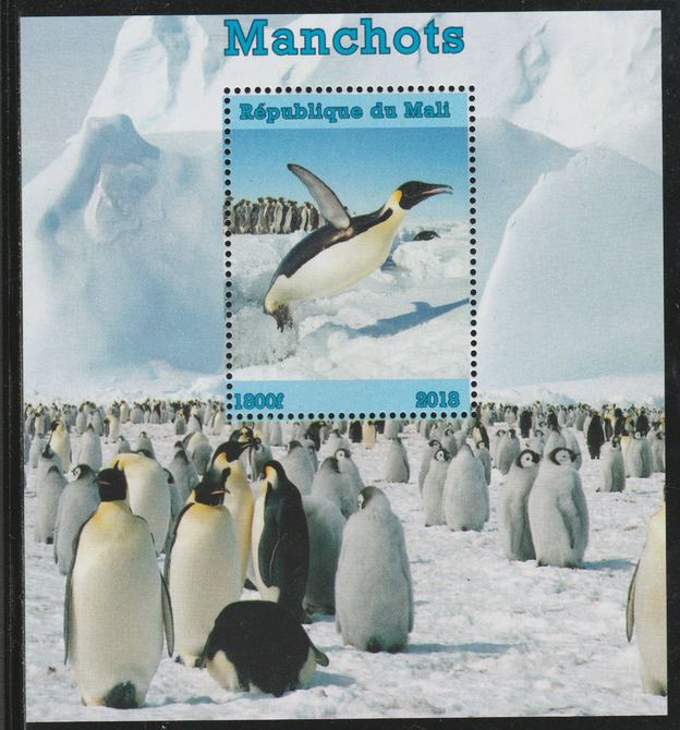 Mali 2018 Penguins perf souvenir sheet unmounted mint. Note this item is privately produced and is offered purely on its thematic appeal. , stamps on , stamps on  stamps on birds, stamps on  stamps on penguins, stamps on  stamps on polar