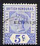 British Honduras 1899 QV 5c ultramarine opt'd REVENUE fine used SG 66, stamps on , stamps on  stamps on british honduras 1899 qv 5c ultramarine opt'd revenue fine used sg 66