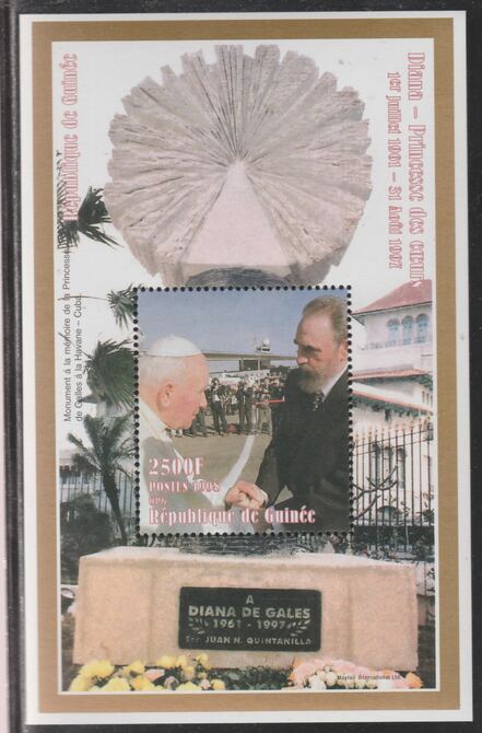 Guinea Conakry 1998 The Pope & Princess Diana Memorial perf souvenir sheet unmounted mint.. Note this item is privately produced and is offered purely on its thematic appeal, stamps on , stamps on  stamps on royalty, stamps on  stamps on diana, stamps on  stamps on pope