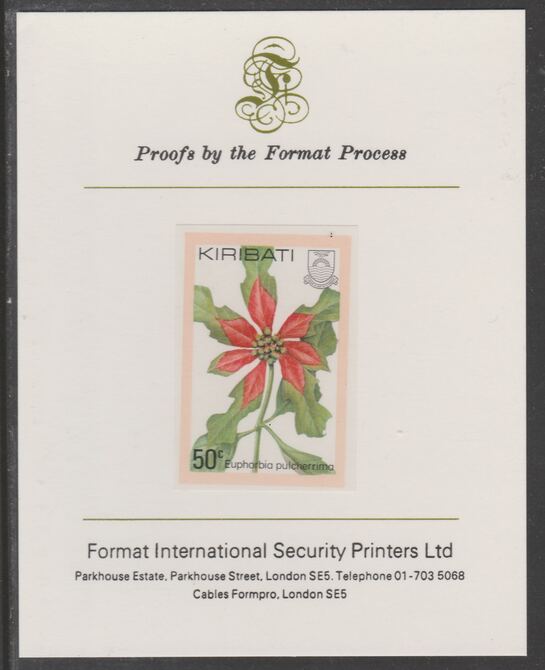Kiribati 1981 Flowers 50c imperf proof mounted on Format International proof card, as SG144, stamps on , stamps on  stamps on flowers