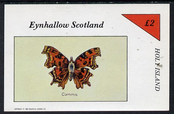 Eynhallow 1982 Butterflies (Comma) imperf deluxe sheet (Â£2 value) unmounted mint, stamps on , stamps on  stamps on butterflies