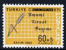 Turkey 1963 Agriculture Census 60+5k with bars inverted unmounted mint, stamps on , stamps on  stamps on agriculture, stamps on  stamps on farming