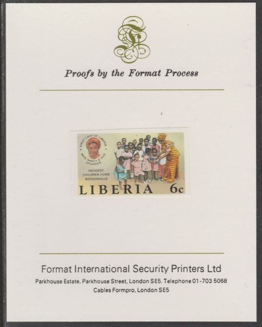 Liberia 1984 Children's Home 6c imperf proof mounted on Format International proof card, as SG 1595, stamps on , stamps on  stamps on children