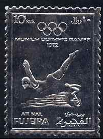 Fujeira 1972 Munich Olympic Games 10r Diving perf embossed in silver foil unmounted mint as Mi 1281A, stamps on , stamps on  stamps on sport, stamps on  stamps on olympics, stamps on  stamps on diving