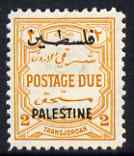 Jordan Occupation of Palestine 1948 Postage Due 2m orange-yellow wmk Script CA mounted mint, SG PD26, stamps on 