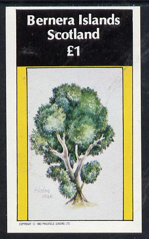 Bernera 1982 Trees (Holm Oak) imperf souvenir sheet (£1 value) unmounted mint, stamps on trees
