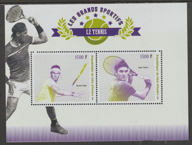 Ivory Coast 2018 Tennis  perf sheet containing two values unmounted mint, stamps on sport, stamps on tennis
