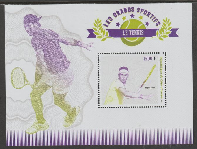 Ivory Coast 2018 Tennis perf m/sheet #1 containing one value unmounted mint, stamps on sport, stamps on tennis