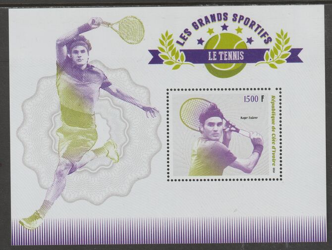 Ivory Coast 2018 Tennis perf m/sheet #2 containing one value unmounted mint, stamps on sport, stamps on tennis