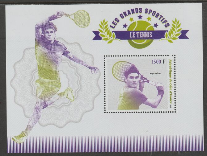 Ivory Coast 2018 Tennis perf m/sheet #2 containing one value unmounted mint, stamps on , stamps on  stamps on sport, stamps on  stamps on tennis