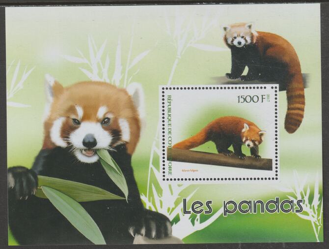 Ivory Coast 2017 Pandas perf m/sheet containing one value unmounted mint, stamps on animals, stamps on pandas
