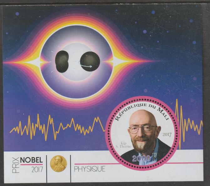 Mali 2017 Nobel Prize for Physics - Kip Thorne perf sheet containing one circular value unmounted mint, stamps on , stamps on  stamps on personalities, stamps on  stamps on nobel, stamps on  stamps on shaped, stamps on  stamps on physics