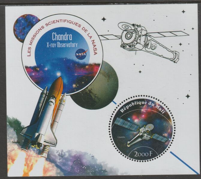 Mali 2020 NASA Scientific Space Missions - CHANDRA perf sheet containing one circular value unmounted mint, stamps on , stamps on  stamps on space, stamps on  stamps on nasa, stamps on  stamps on telescopes, stamps on  stamps on shuttle