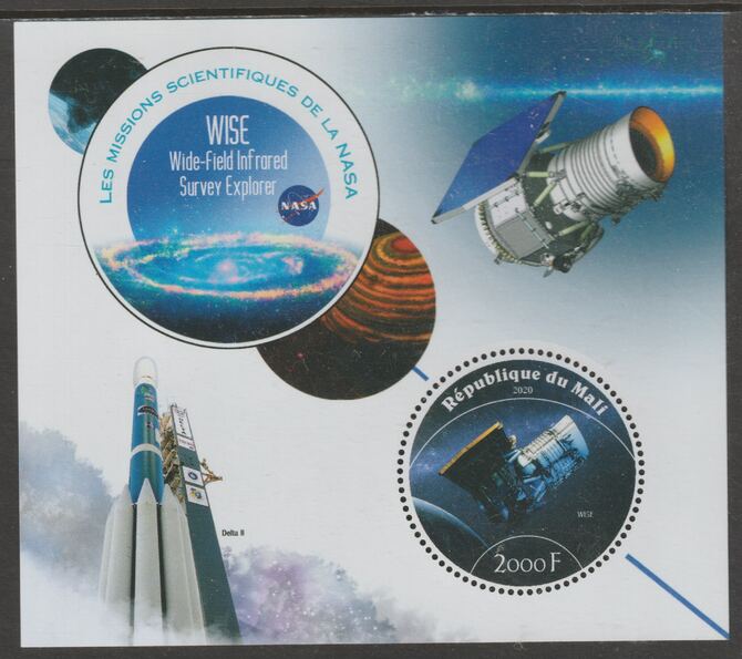 Mali 2020 NASA Scientific Space Missions - WISE perf sheet containing one circular value unmounted mint, stamps on space, stamps on nasa, stamps on telescopes, stamps on 