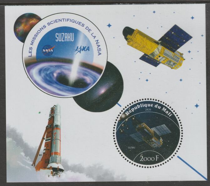 Mali 2020 NASA Scientific Space Missions - SUZAKU perf sheet containing one circular value unmounted mint, stamps on space, stamps on nasa, stamps on telescopes, stamps on 
