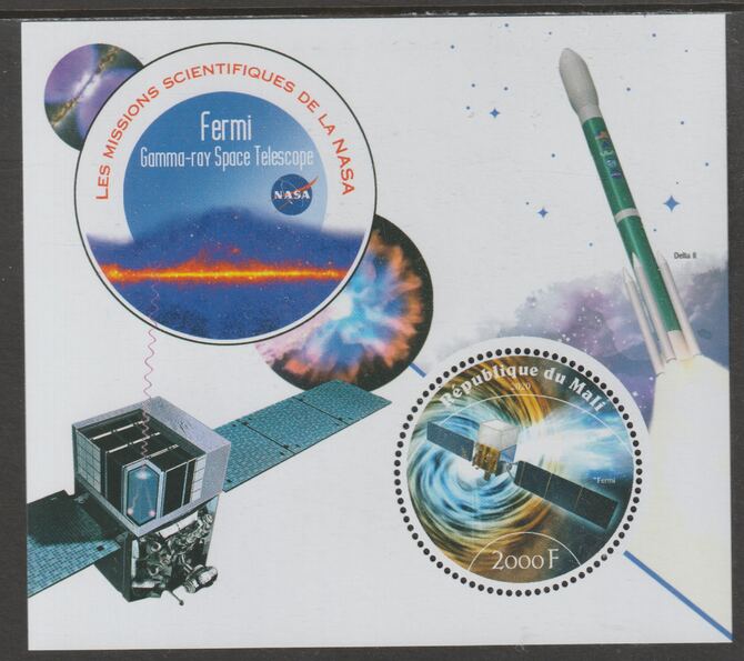 Mali 2020 NASA Scientific Space Missions - FERMI perf sheet containing one circular value unmounted mint, stamps on , stamps on  stamps on space, stamps on  stamps on nasa, stamps on  stamps on telescopes, stamps on  stamps on 