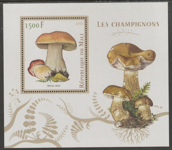 Mali 2016 Fungi perf m/sheet containing one value unmounted mint, stamps on fungi