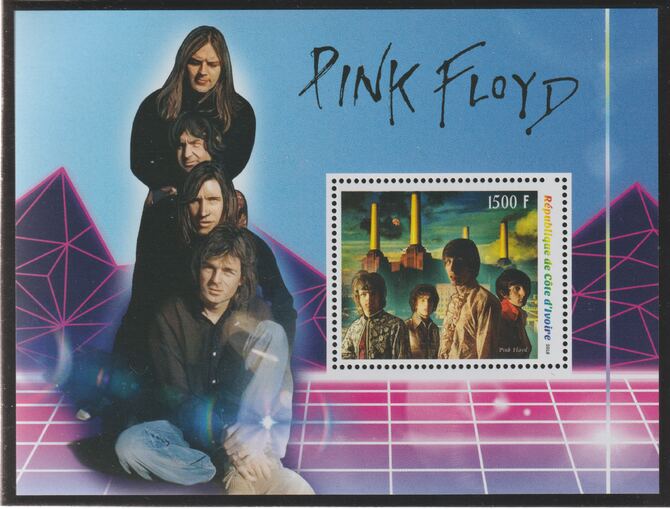 Ivory Coast 2018 Pink Floyd perf m/sheet #2 containing one value unmounted mint, stamps on personalities, stamps on music, stamps on pops, stamps on rock