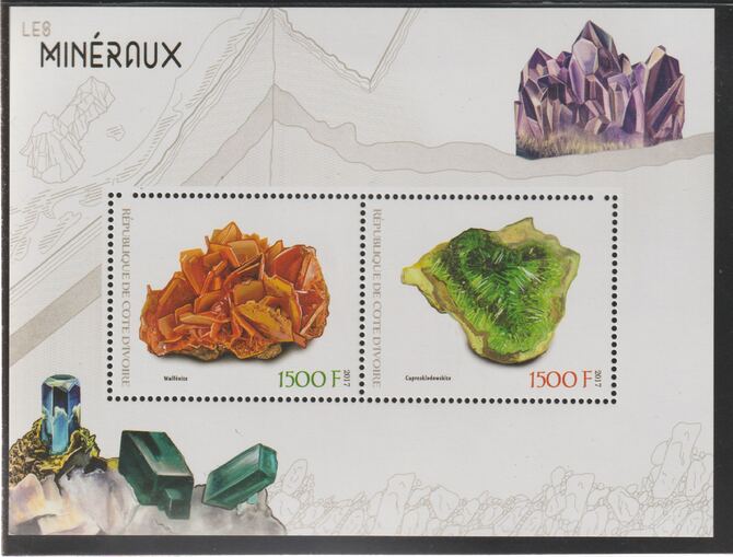 Ivory Coast 2017 Minerals perf sheet containing two values unmounted mint, stamps on minerals
