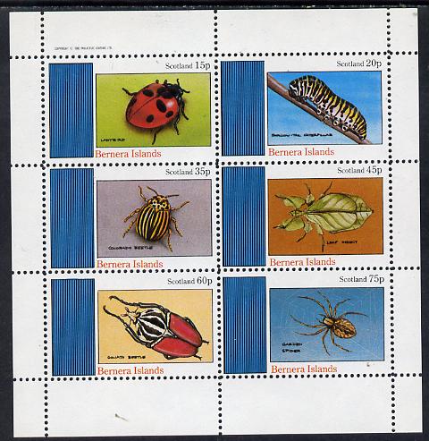 Bernera 1982 Insects (Ladybird, Colorado, Spider etc) perf set of 6 values (15p to 75p) unmounted mint, stamps on , stamps on  stamps on insects