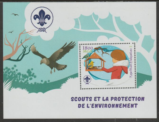 Madagascar 2018 Scouts and Environment Protection #1 perf m/sheet containing one value unmounted mint, stamps on scouts, stamps on environment, stamps on butterflies