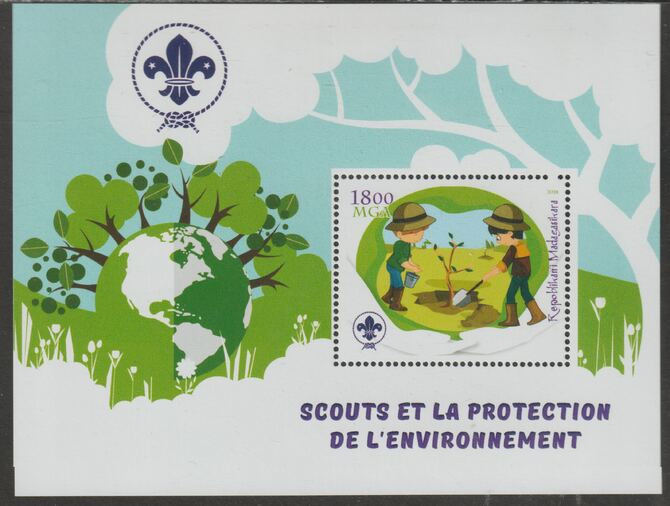 Madagascar 2018 Scouts and Environment Protection #3 perf m/sheet containing one value unmounted mint, stamps on , stamps on  stamps on scouts, stamps on  stamps on environment, stamps on  stamps on birds