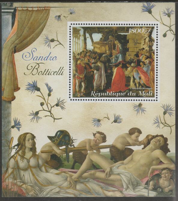Mali 2018 Sandro Botticelli perf m/sheet containing one value unmounted mint, stamps on arts, stamps on botticelli