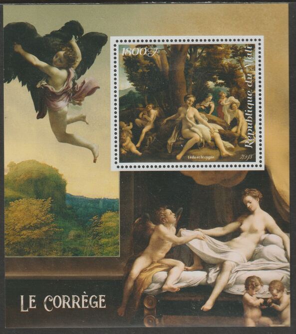 Mali 2018 Antonio da Correggio perf m/sheet containing one value unmounted mint, stamps on arts, stamps on el correggio