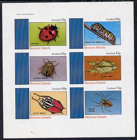 Bernera 1982 Insects (Ladybird, Colorado, Spider etc) imperf  set of 4 values (15p to 75p) unmounted mint , stamps on insects