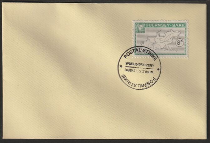 Guernsey - Sark 1971 British Postal Strike cover bearing 1965 Map 8d (without overprint) tied with World Delivery Postal Strike cancellation, stamps on maps, stamps on strike