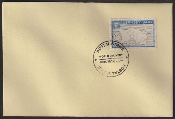 Guernsey - Sark 1971 British Postal Strike cover bearing 1965 Map 1s (without overprint) tied with World Delivery Postal Strike cancellation, stamps on , stamps on  stamps on maps, stamps on  stamps on strike