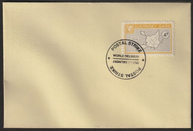 Guernsey - Sark 1971 British Postal Strike cover bearing 1965 Map 4d (without overprint) tied with World Delivery Postal Strike cancellation, stamps on , stamps on  stamps on maps, stamps on  stamps on strike