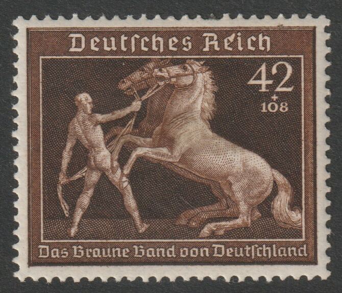 Germany 1939 Brown Ribbon of Germany  (Horse) mounted mint SG687, stamps on horses