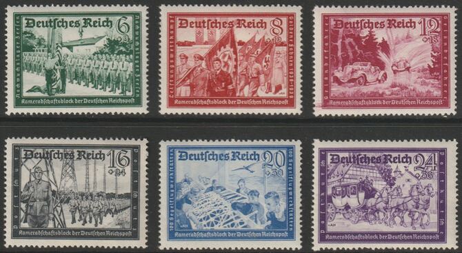 Germany 1941 Postal Employees Fund set of 6 mounted mint  (some adhesion) SG761-66, stamps on postal