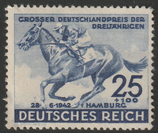 Germany 1942 Hamburg Derby  (Horse) very fine mint SG804, stamps on horses