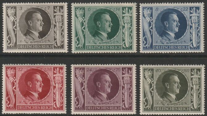 Germany 1943 Hitlers 54th Birthday perf set of 6 unmounted mint SG 832-37, stamps on hitler